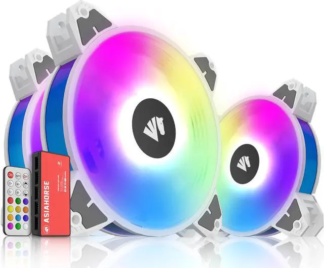 Main image of 120mm Rgb Case Fans with 5V Argb Motherboard Sync,Asiahorse Magic-E Argb Computer Cooling Pc Case Fan Addressable Rgb Color Changing Led Fan with Remote Control (3Pack white)