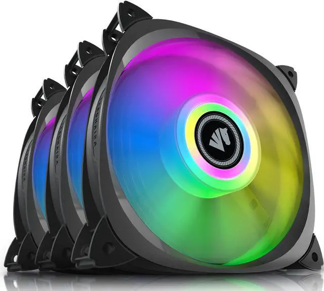 Main image of AsiaHorse Fish-Bone Double ARGB Case Inner Light Loop 24 Individually Addressable LEDs 5V  Fan, 120mm PC Case Fan, Motherboard sync/RF Controller (3 Pack, Black)