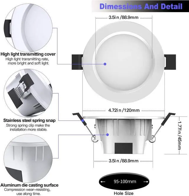 Alt view image 6 of 7 - MagicLight Smart Retrofit 4 Inch 9 Watts E26 LED Recessed Can Lights, 5 in 1 RGBCW Dimmable Multicolor Bluetooth Mesh App Control Smart LED Downlight