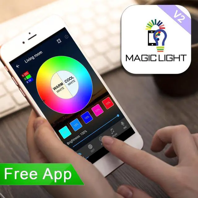 Alt view image 2 of 7 - MagicLight Smart Light Bulb (60w Equivalent), A19 7W Multicolor 2700k-6500k Dimmable WiFi LED Bulb, Compatible with Alexa Google Home Siri IFTTT