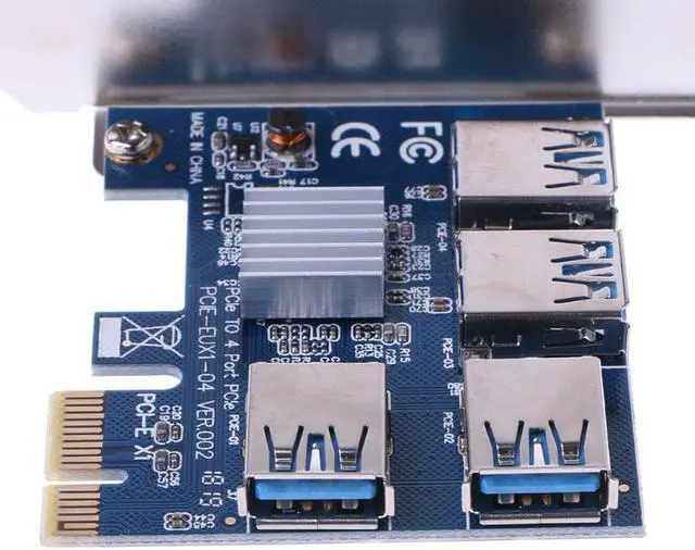Alt view image 4 of 6 - Amify PCI-E 1X to 4 PCI-E 16X 4 USB 3.0 PCI-E Adapter Multiplier Card for BTC Mining