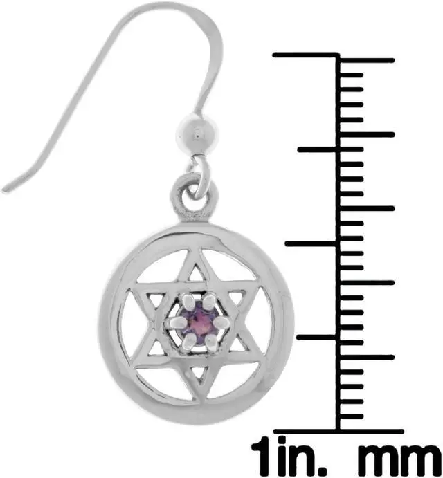 Alt view image 2 of 3 - Jewelry Trends Sterling Silver Star of David Dangle Earrings with Purple Amethyst