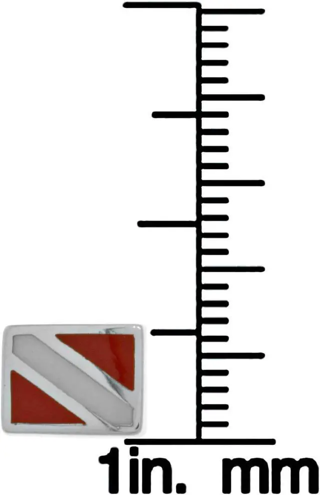 Alt view image 2 of 3 - Jewelry Trends Sterling Silver Scuba Diver Down Enameled Flag Stud Post Earrings