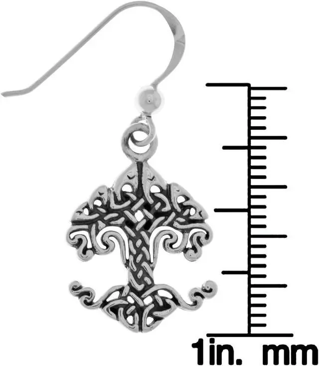 Alt view image 2 of 3 - Jewelry Trends Sterling Silver Celtic Knotwork Tree of Life Dangle Earrings