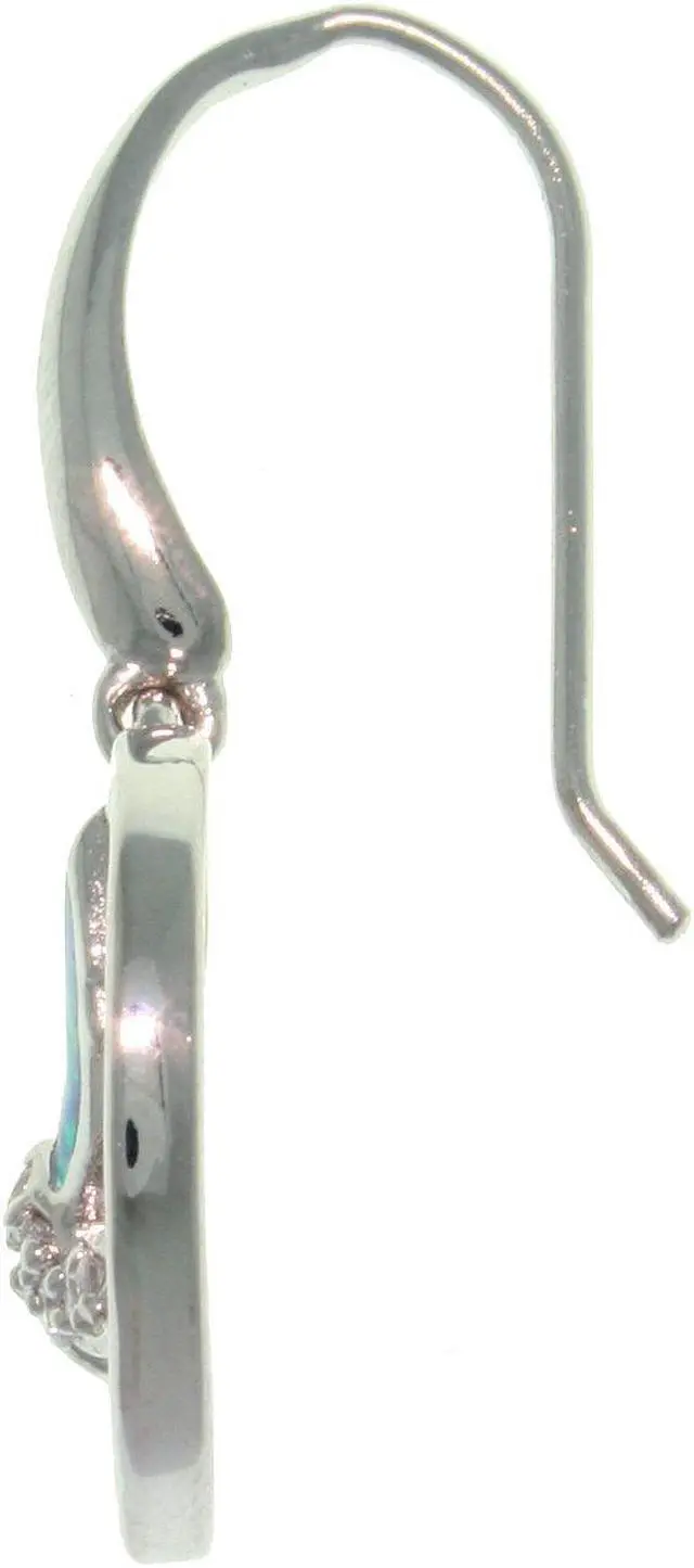 Alt view image 3 of 3 - Jewelry Trends Sterling Silver Created Opal and CZ Southwestern Eagle In Flight Dangle Earrings
