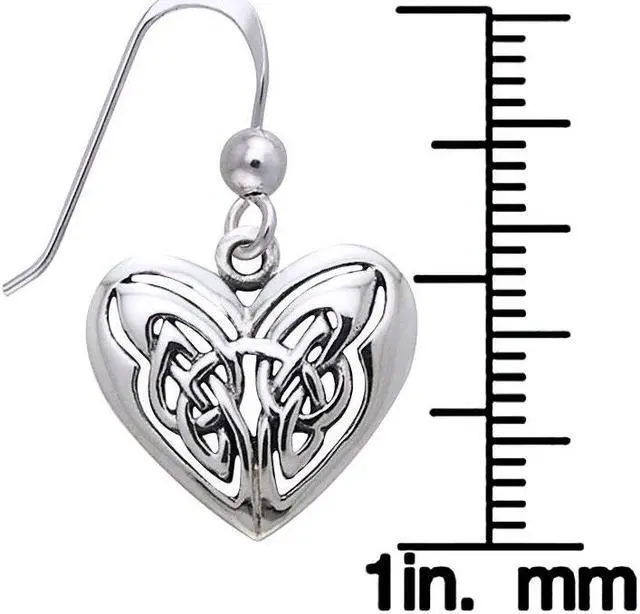 Alt view image 2 of 2 - Jewelry Trends Sterling Silver Celtic Eternal Love Heart Knot Work Dangle Earrings