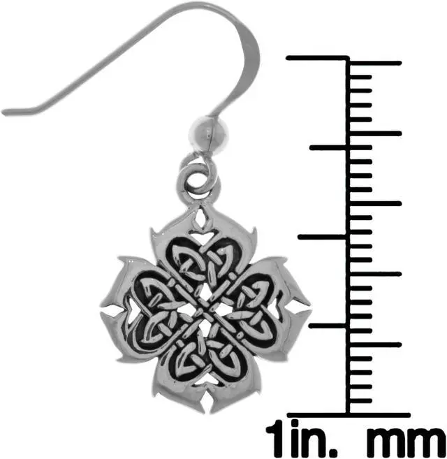 Alt view image 2 of 3 - Jewelry Trends Sterling Silver Celtic Knot Cross of Inspiration Dangle Earrings