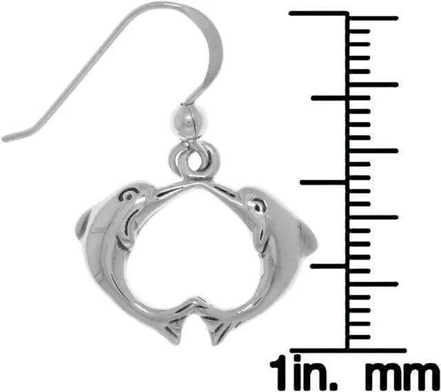 Alt view image 2 of 3 - Jewelry Trends Sterling Silver Kissing Love Dolphins Dangle Earrings