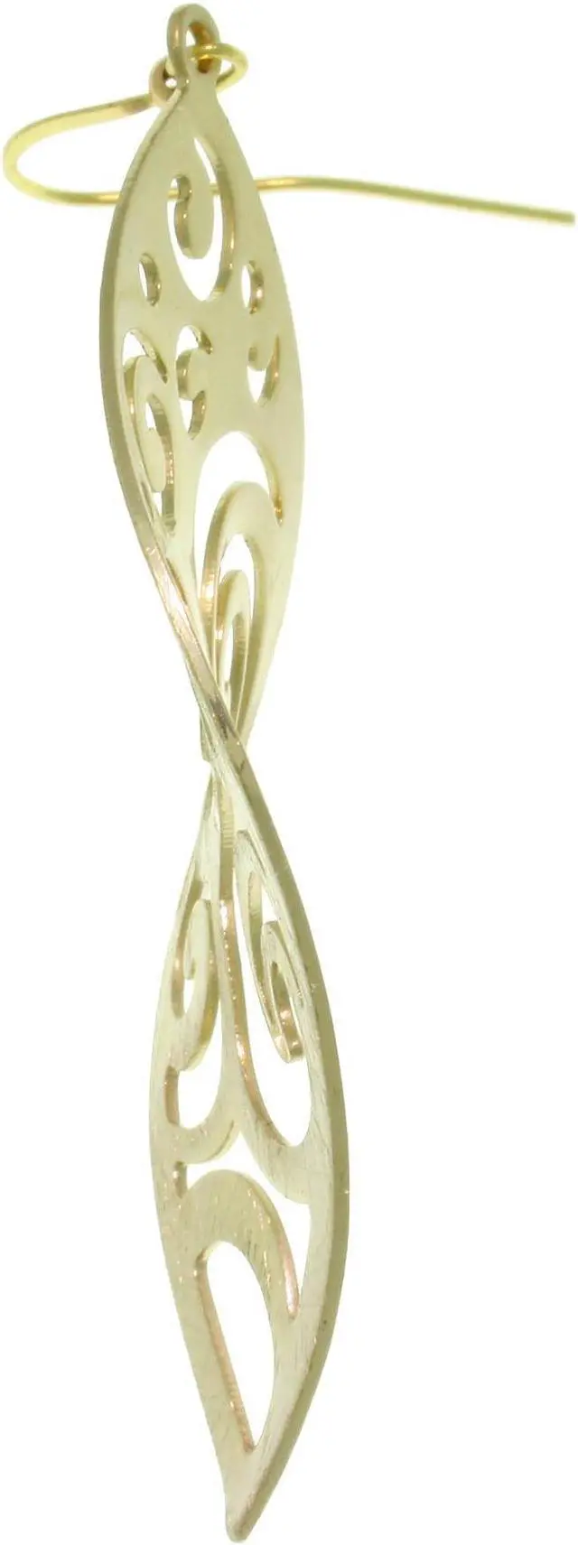Alt view image 3 of 3 - Jewelry Trends Goldtone Brass Weightless Large Wavy Filigree Swirl Dangle Earrings