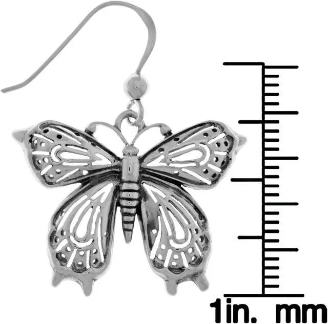Alt view image 2 of 3 - Jewelry Trends Sterling Silver Victorian Butterfly Dangle Earrings