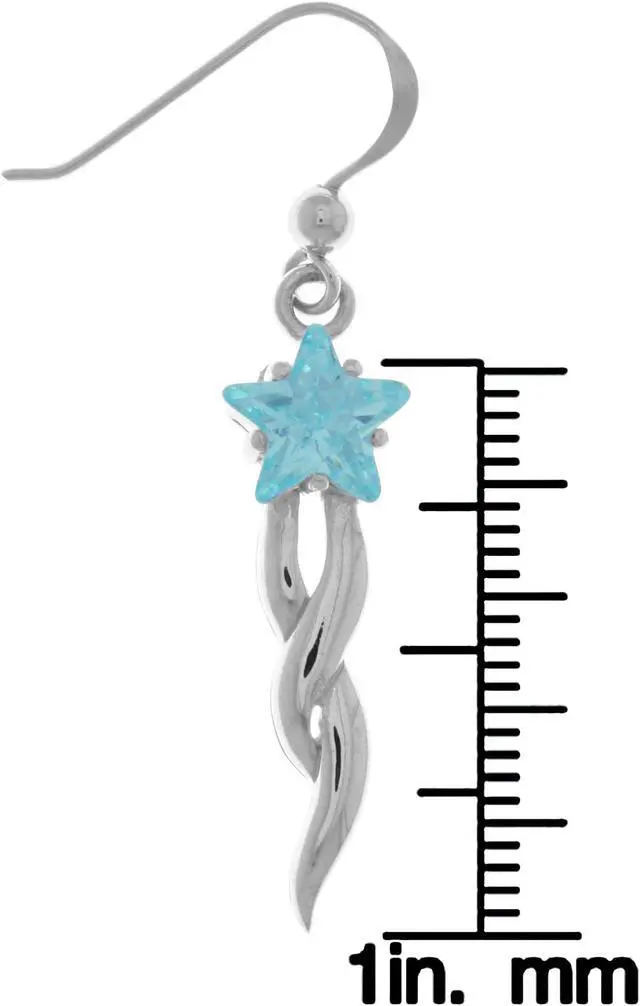 Alt view image 2 of 3 - Jewelry Trends Sterling Silver Shooting Star Dangle Earrings with Blue CZ