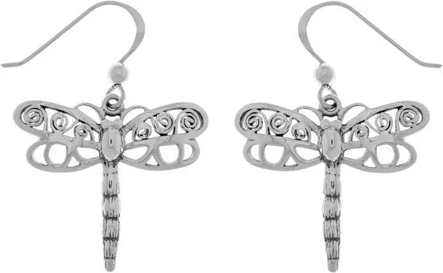 Main image of Jewelry Trends Sterling Silver Spiral Wing Dragonfly Dangle Earrings