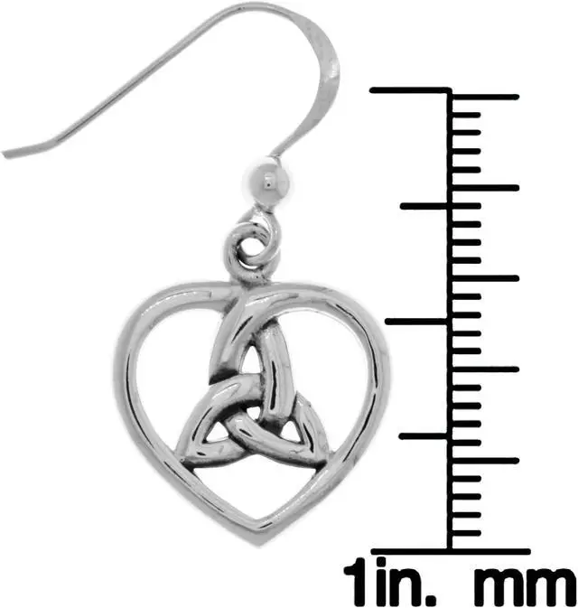 Alt view image 2 of 3 - Jewelry Trends Sterling Silver Celtic Trinity Knot Heart Dangle Earrings