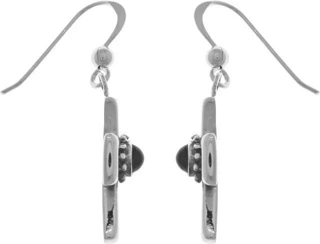 Alt view image 3 of 3 - Jewelry Trends Sterling Silver Celtic Cross Dangle Earrings Created Black Onyx