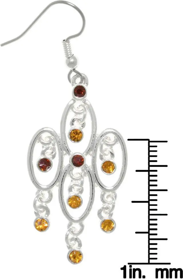 Alt view image 2 of 3 - Jewelry Trends Silver-Plated Pewter Chandelier Dangle Earrings with Earth Tone Glass Rhinestones