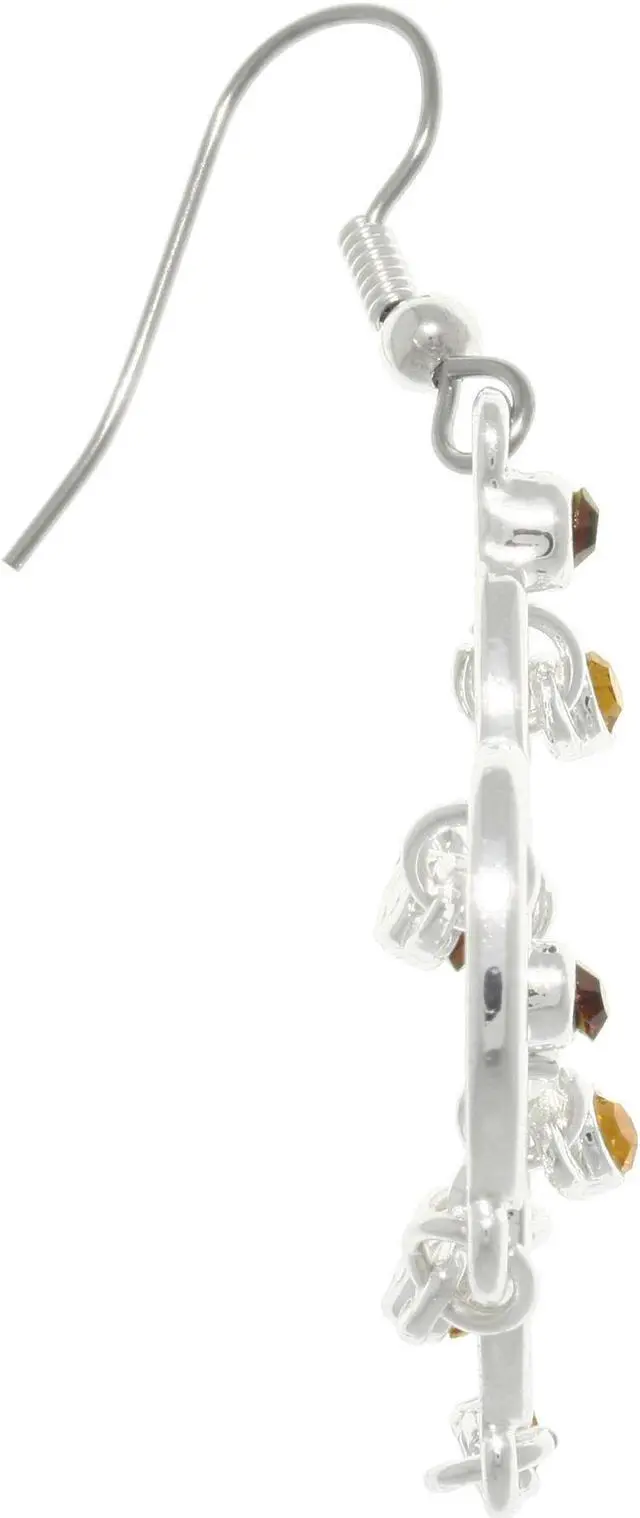 Alt view image 3 of 3 - Jewelry Trends Silver-Plated Pewter Chandelier Dangle Earrings with Earth Tone Glass Rhinestones