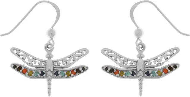 Main image of Jewelry Trends Sterling Silver Filigree Wing Dragonfly Dangle Earrings