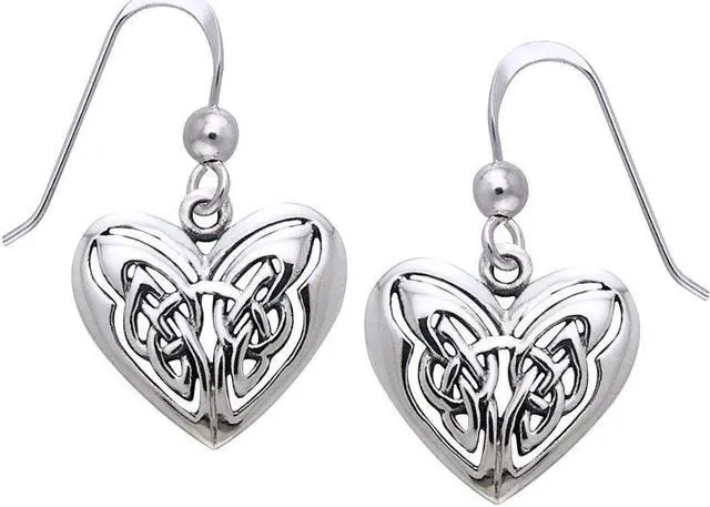 Main image of Jewelry Trends Sterling Silver Celtic Eternal Love Heart Knot Work Dangle Earrings