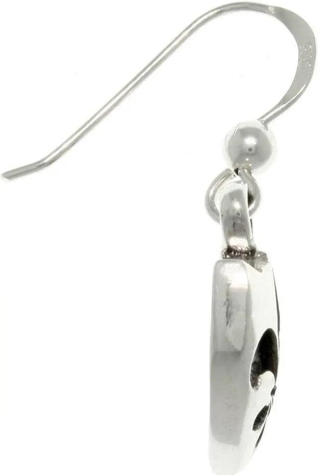 Alt view image 3 of 3 - Jewelry Trends Sterling Silver Fleur De Lis Shield Dangle Earrings