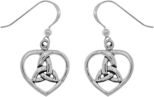 Main image of Jewelry Trends Sterling Silver Celtic Trinity Knot Heart Dangle Earrings