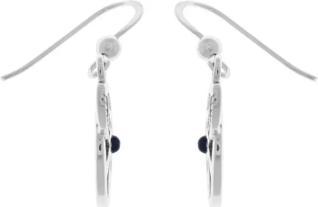 Alt view image 3 of 3 - Jewelry Trends Sterling Silver Winged Udjat Eye Of Horus Dangle Earrings with Synthetic Lapis