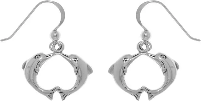Main image of Jewelry Trends Sterling Silver Kissing Love Dolphins Dangle Earrings