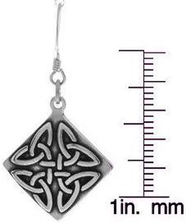 Alt view image 2 of 3 - Jewelry Trends Sterling Silver Celtic Trinity Triangle Knot Dangle Earrings