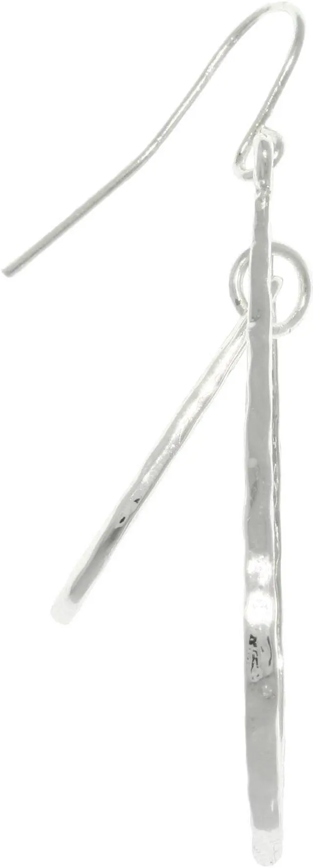 Alt view image 3 of 3 - Jewelry Trends Silvertone Pewter Double Teardrop Long Textured Dangle Earrings