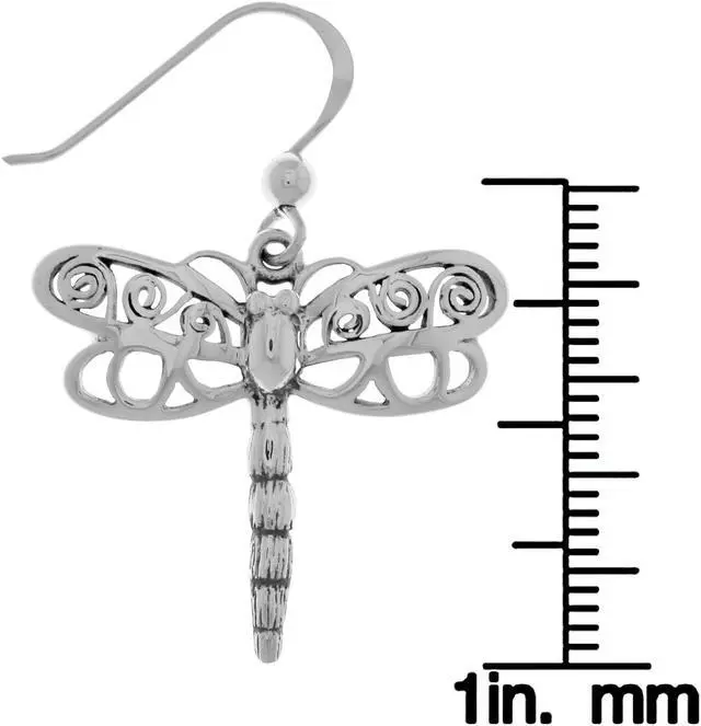 Alt view image 2 of 3 - Jewelry Trends Sterling Silver Spiral Wing Dragonfly Dangle Earrings