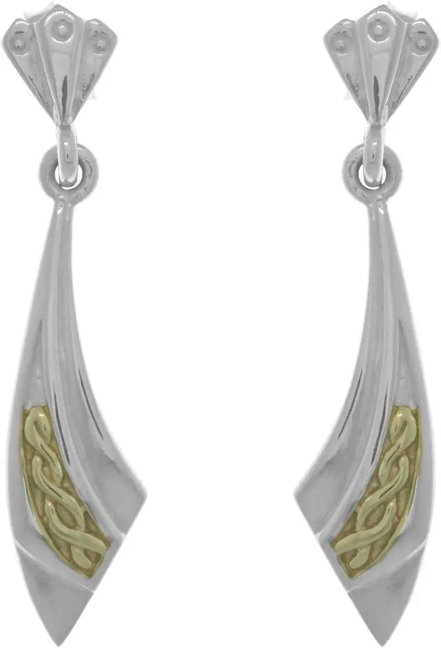 Main image of Jewelry Trends Sterling Silver Art Deco Celtic Knot Ribbon Dangle Post Earrings with 18k Gold-Plating
