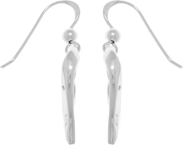Alt view image 3 of 3 - Jewelry Trends Sterling Silver Ribbon Heart Dangle Earrings with CZ's