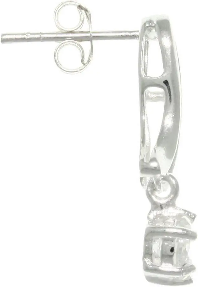 Alt view image 3 of 3 - Jewelry Trends Sterling Silver Round-cut Cubic Zirconia Dangle Earrings