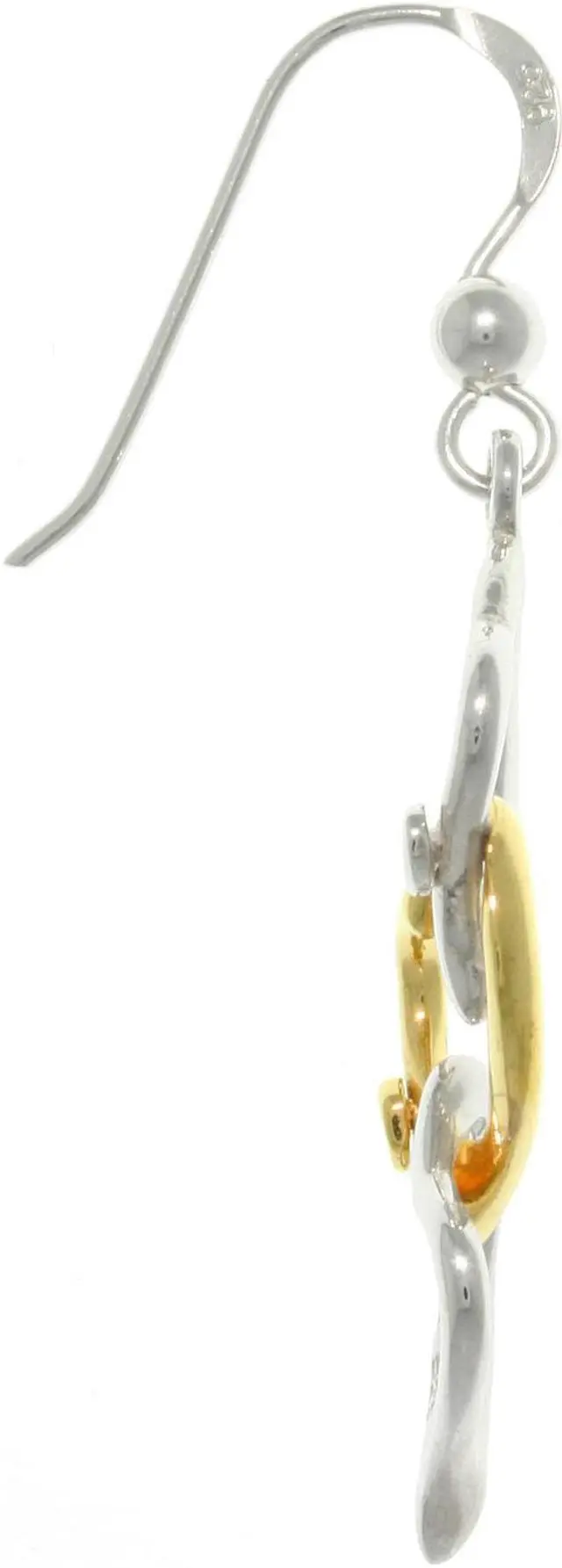 Alt view image 3 of 3 - Jewelry Trends Sterling Silver Heart Dangle Earrings with Gold-plated heart Drop