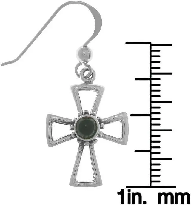 Alt view image 2 of 3 - Jewelry Trends Sterling Silver Celtic Cross Dangle Earrings Created Black Onyx