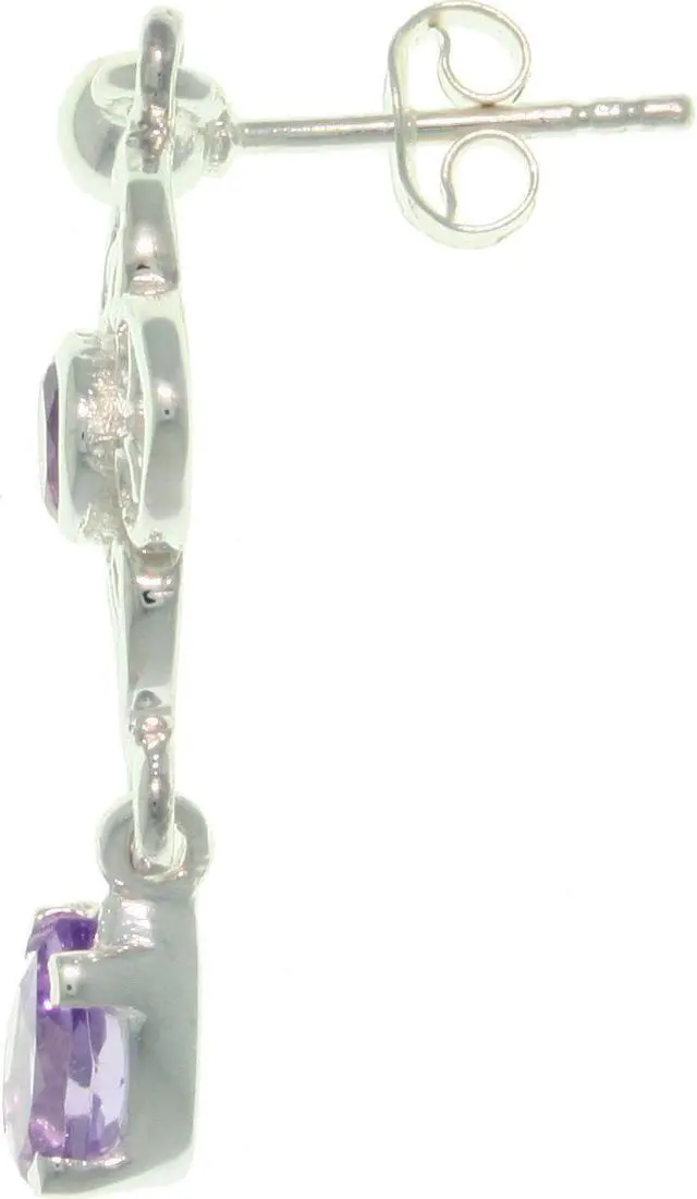 Alt view image 3 of 3 - Jewelry Trends Sterling Silver Amethyst Celtic Flower and Teardrop Dangle Earrings
