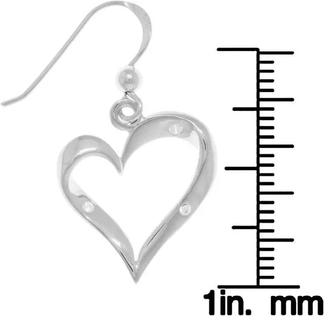 Alt view image 2 of 3 - Jewelry Trends Sterling Silver Ribbon Heart Dangle Earrings with CZ's