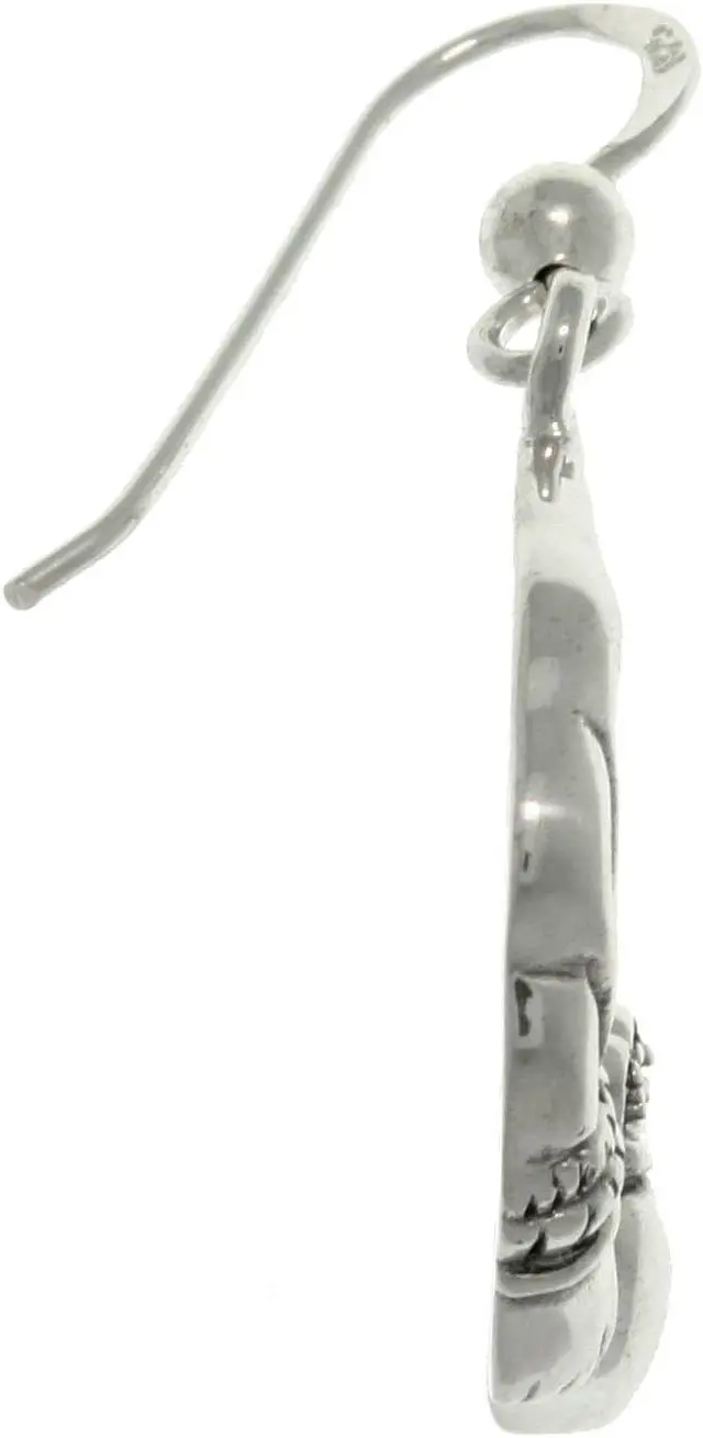 Alt view image 3 of 3 - Jewelry Trends Sterling Silver Celtic Claddagh Heart with Crown Dangle Hoop Earrings