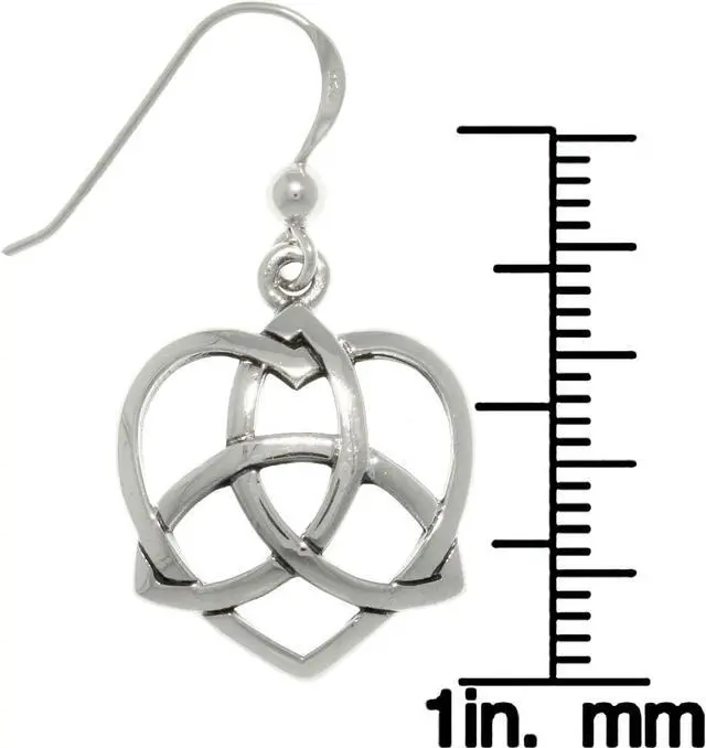 Alt view image 2 of 3 - Jewelry Trends Sterling Silver Celtic Trinity Knot Love Heart Dangle Earrings