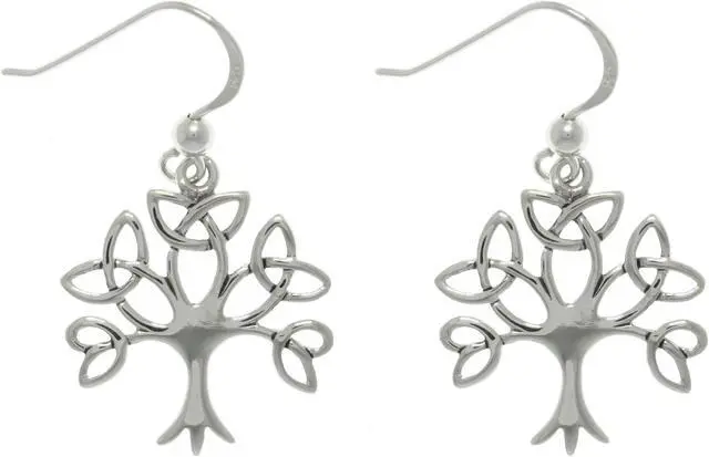 Main image of Jewelry Trends Sterling Silver Tree of Life Celtic Trinity Knot Branch Dangle Earrings
