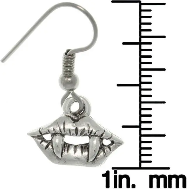 Alt view image 2 of 3 - Jewelry Trends Pewter Vampire Fangs Dangle Earrings True Blood Inspired Jewelry