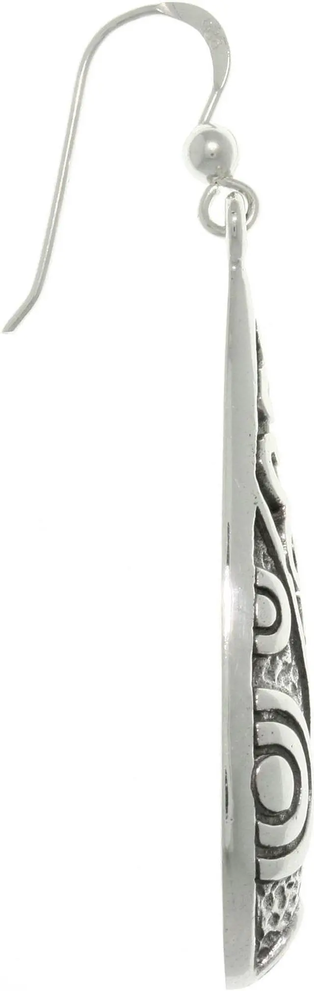 Alt view image 3 of 3 - Jewelry Trends Mixed Texture Teardrop Sterling Silver Long Dangle Earrings