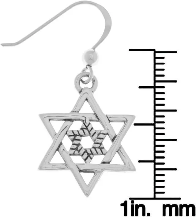 Alt view image 2 of 3 - Jewelry Trends Sterling Silver Double Star of David Dangle Earrings