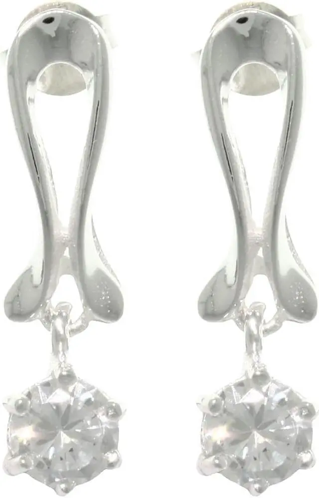 Main image of Jewelry Trends Sterling Silver Round-cut Cubic Zirconia Dangle Earrings