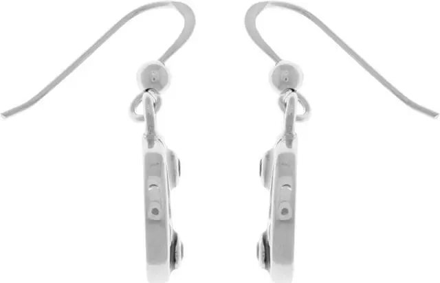 Alt view image 3 of 3 - Jewelry Trends Sterling Silver Yin Yang Stars Dangle Earrings with Black and White CZ's