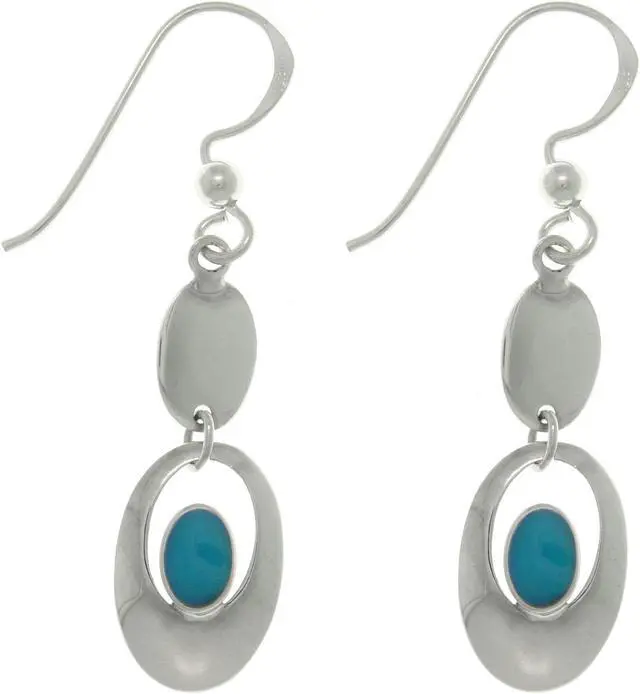 Main image of Jewelry Trends Sterling Silver Blue Colored Resin Drop Earrings