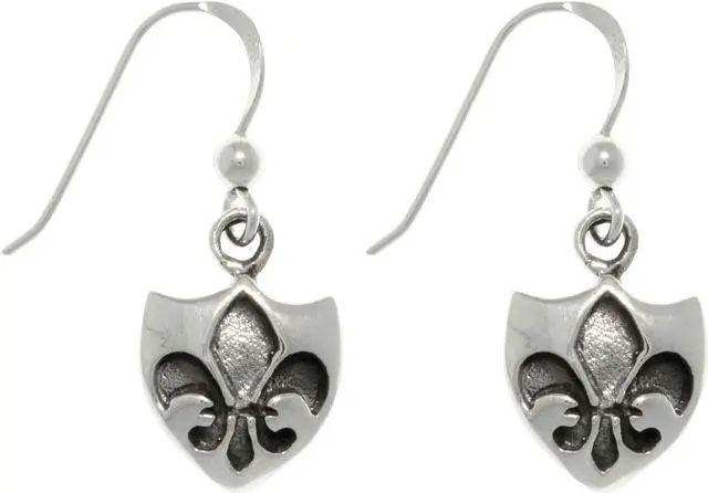 Main image of Jewelry Trends Sterling Silver Fleur De Lis Shield Dangle Earrings