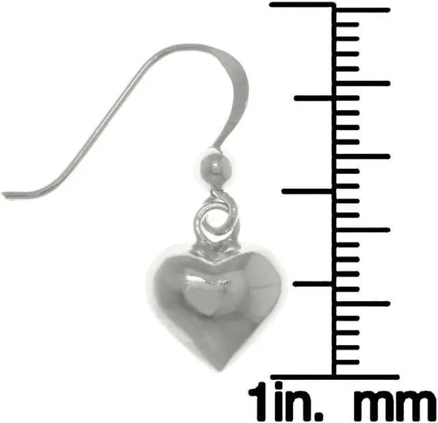 Alt view image 2 of 3 - Jewelry Trends Sterling Silver Petite Puff Heart Dangle Earrings