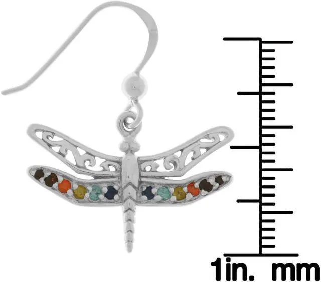 Alt view image 2 of 3 - Jewelry Trends Sterling Silver Filigree Wing Dragonfly Dangle Earrings