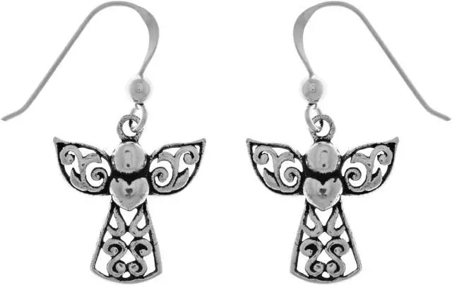 Main image of Jewelry Trends Sterling Silver Filigree Love Angel Dangle Earrings