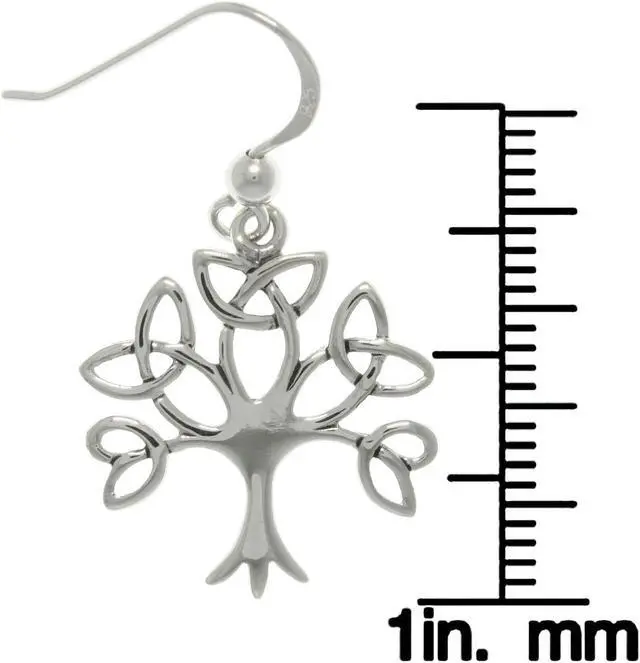Alt view image 2 of 3 - Jewelry Trends Sterling Silver Tree of Life Celtic Trinity Knot Branch Dangle Earrings
